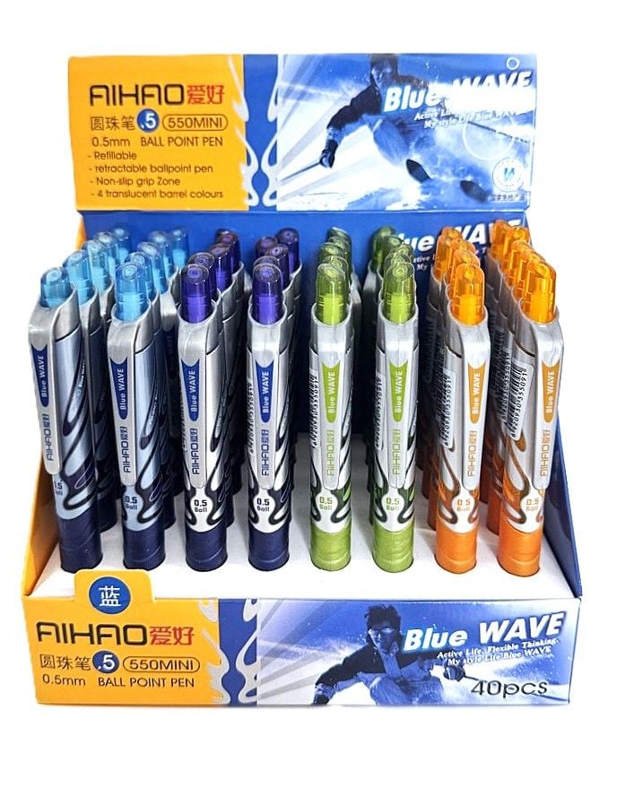 Ручка кулькова автомат 0,5 мм міні синя  (40 шт) AH-550 AIHAO