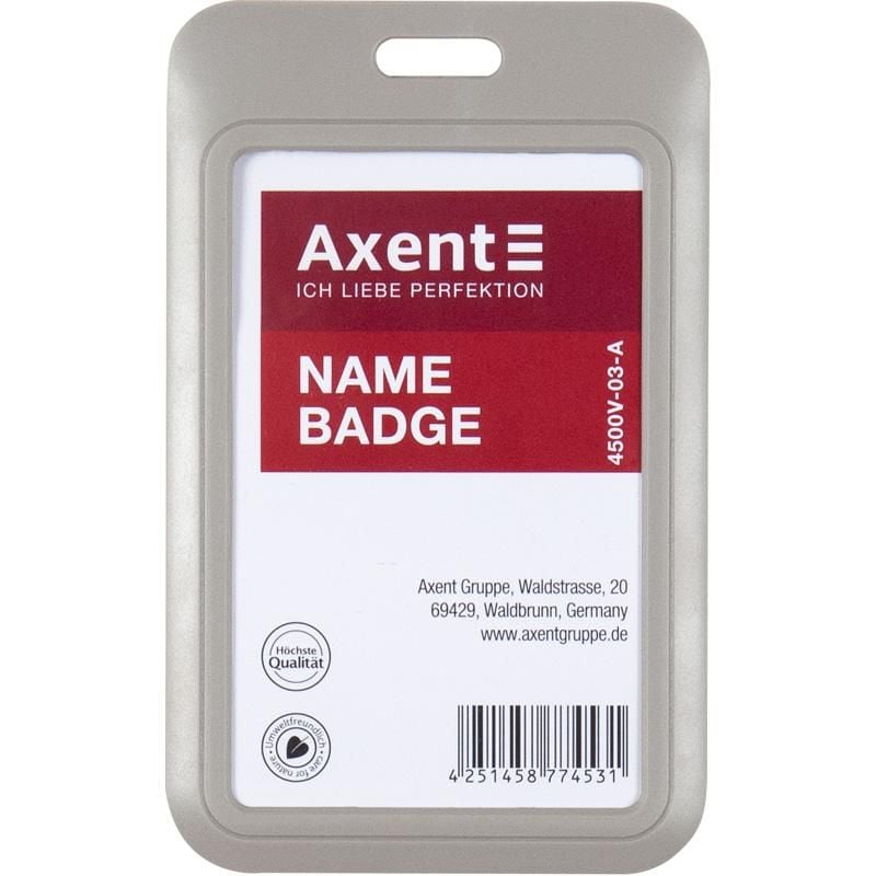 Бейдж слайдер вертикальний теплий сірий 54 *85 мм (5 шт/уп) 4500V-03 Axent