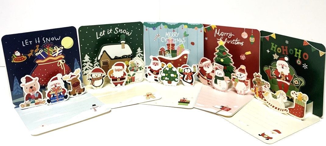 Листівка об'ємна 3D Merry Christmas квадратна з конвертом 10,3*10,3см CS2402 AIHAO