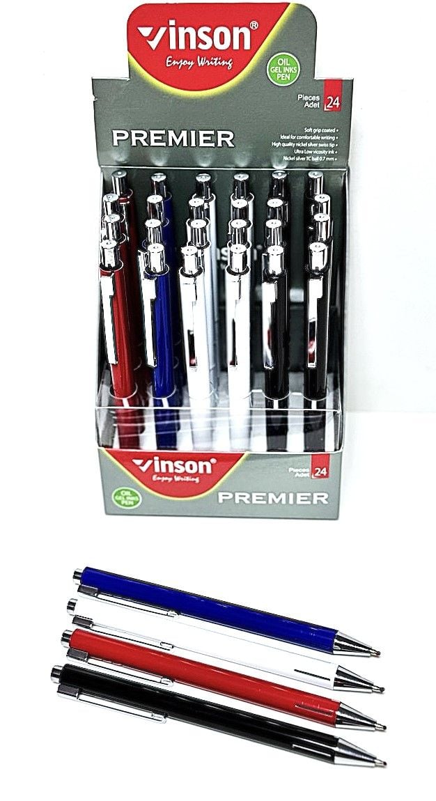 Ручка масляна автомат 0,7мм метал синя (24 шт/уп) 7115 VINSON