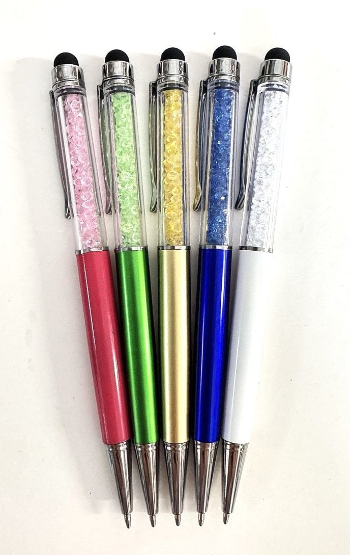 Ручка кулькова стілус зі стразами напівоберт (60 шт/уп) Стрази Імпорт