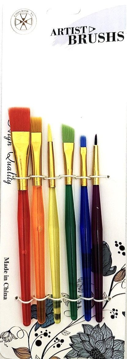 Пензлики набір пласкі 6шт №1-6 кольорові ST-5147 SULTANI