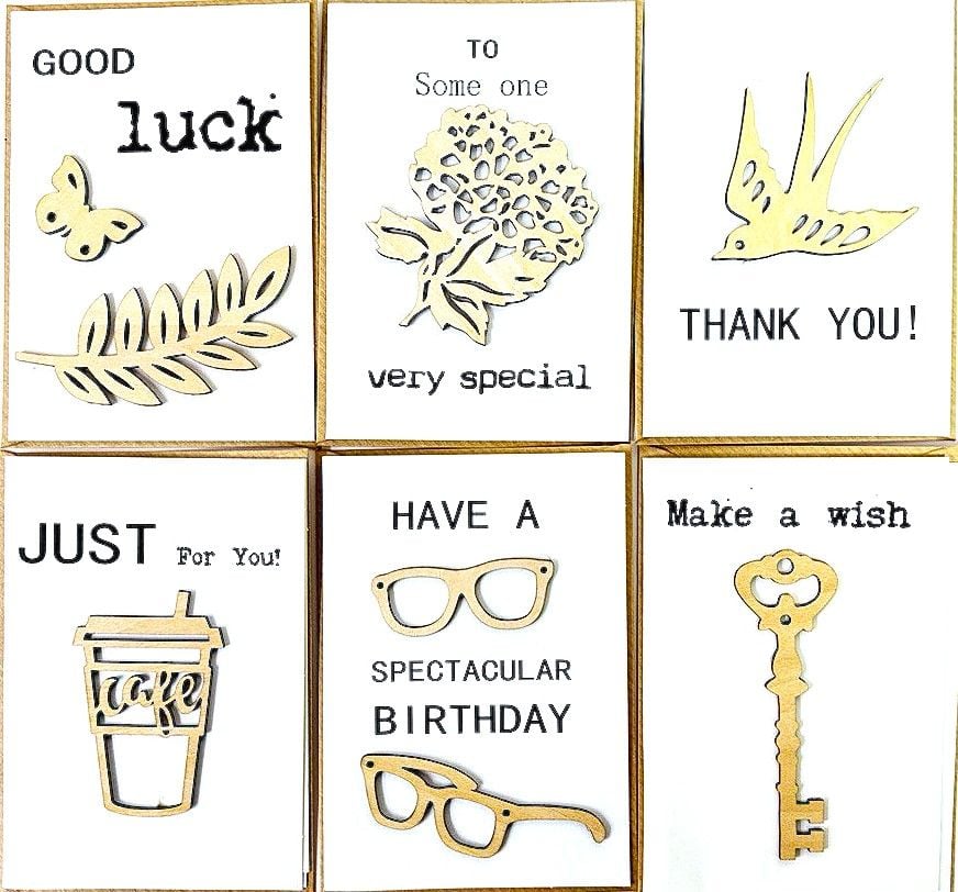 Листівка міні в крафт конверті з дерев'яною аплікацією 1910 Імпорт