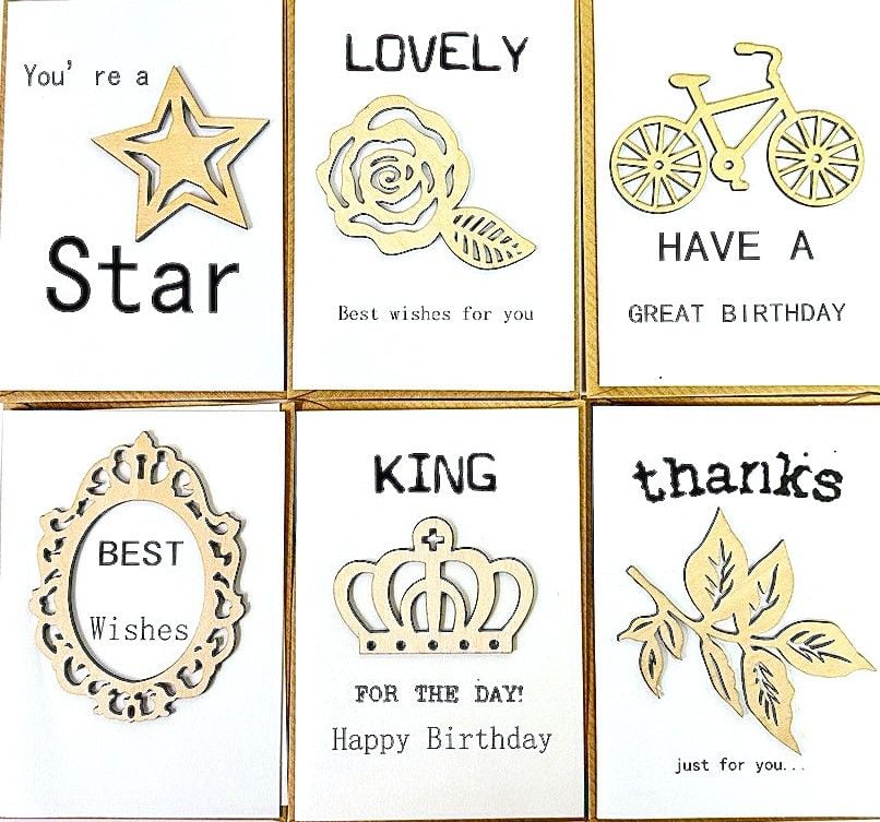 Листівка міні в крафт конверті з дерев'яною аплікацією 1910 Імпорт