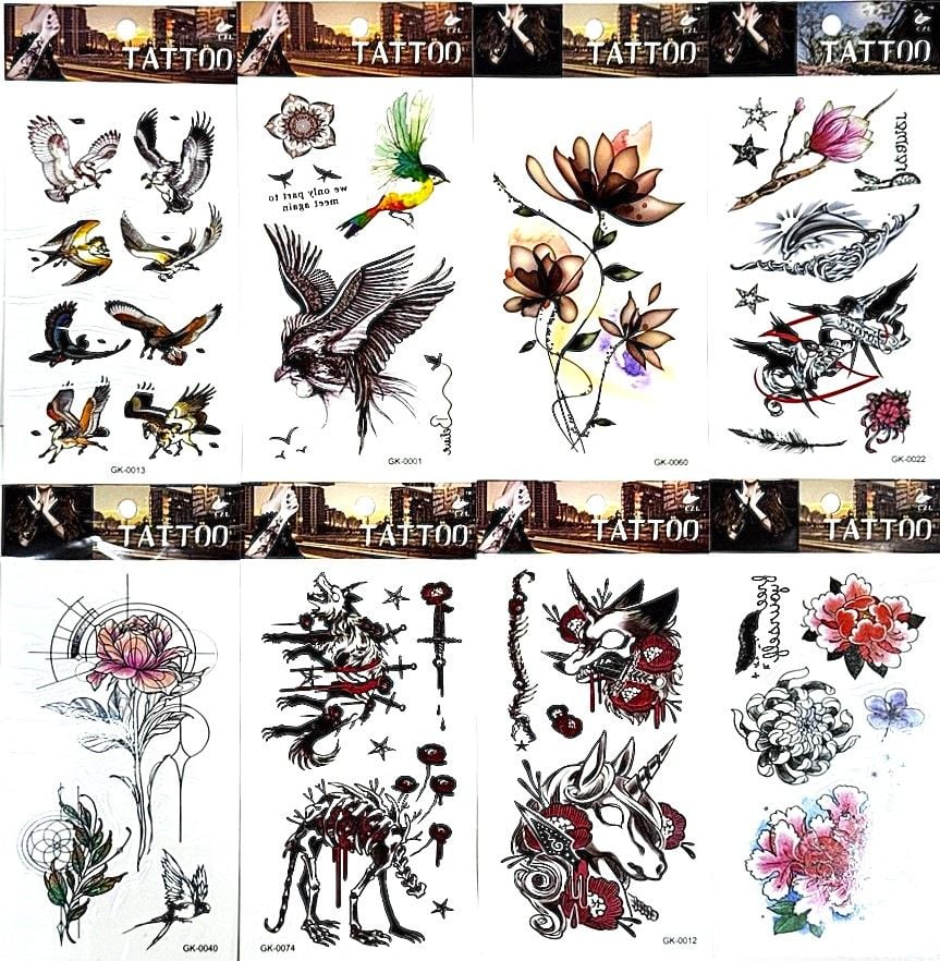 Наліпки тату чорні та кольорові (20 шт/уп) GK Імпорт
