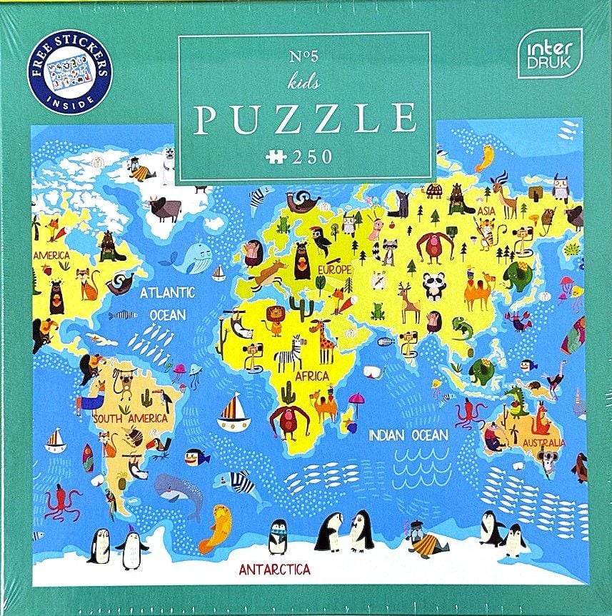 Пазли дитячі 250 шт World Map P17971 INTERDRUK
