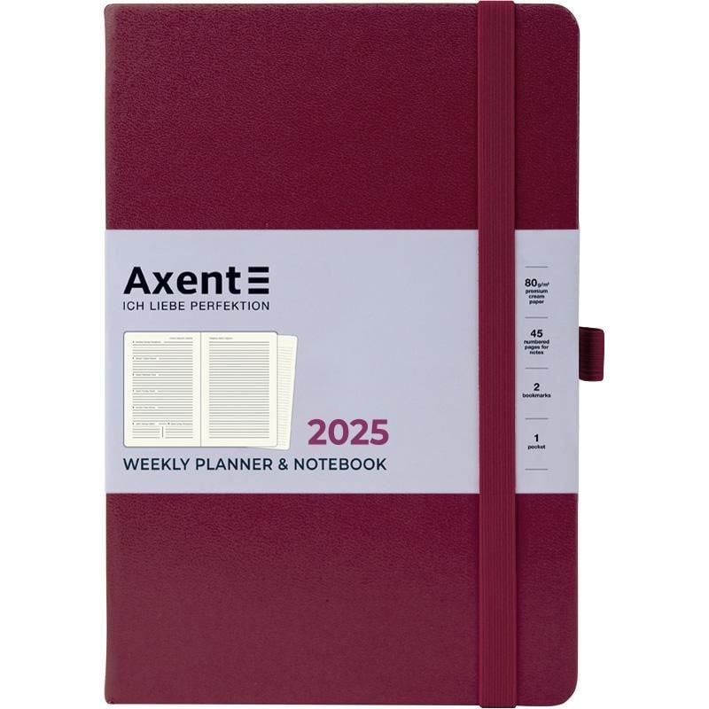 Блокнот щотижневик 2025 Prime Strong 145*210 винний 8507-25-46 Axent