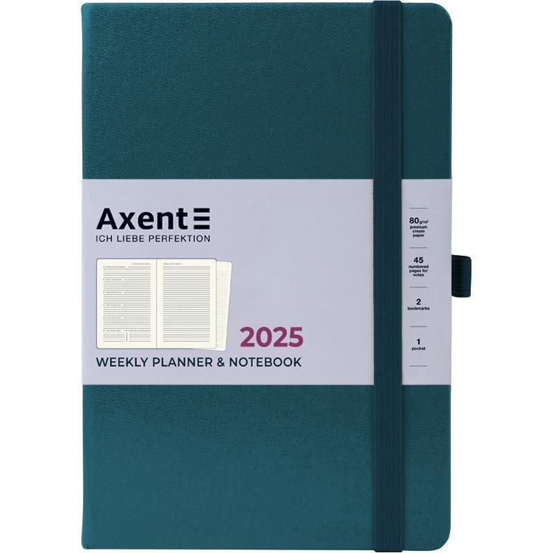 Блокнот щотижневик 2025 Prime Strong 145*210 малахітовий 8507-25-31 Axent