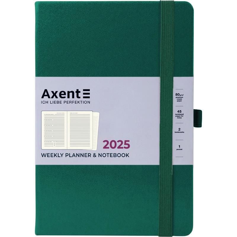 Блокнот щотижневик 2025 145*210 мм Prime strong зелений ліс 8507-25-61 Axent