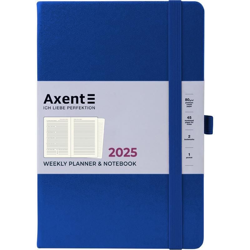 Блокнот щотижневик 2025 145*210 мм Prime strong класичний синій 8507-25-38 Axent