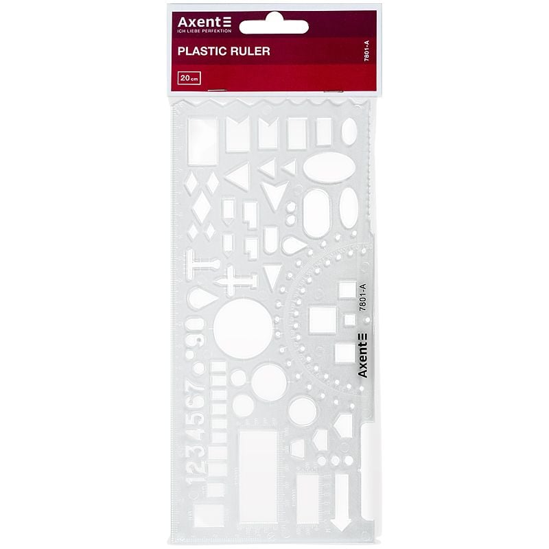 Офіцерська лінійка 20 см прозора 7801 Axent