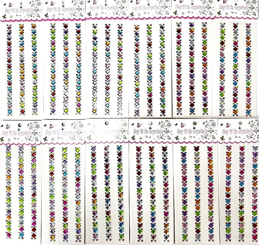 Наліпки стрази ромбики асорті 20*7см (12 шт/уп) XY-B (RS-4-65)