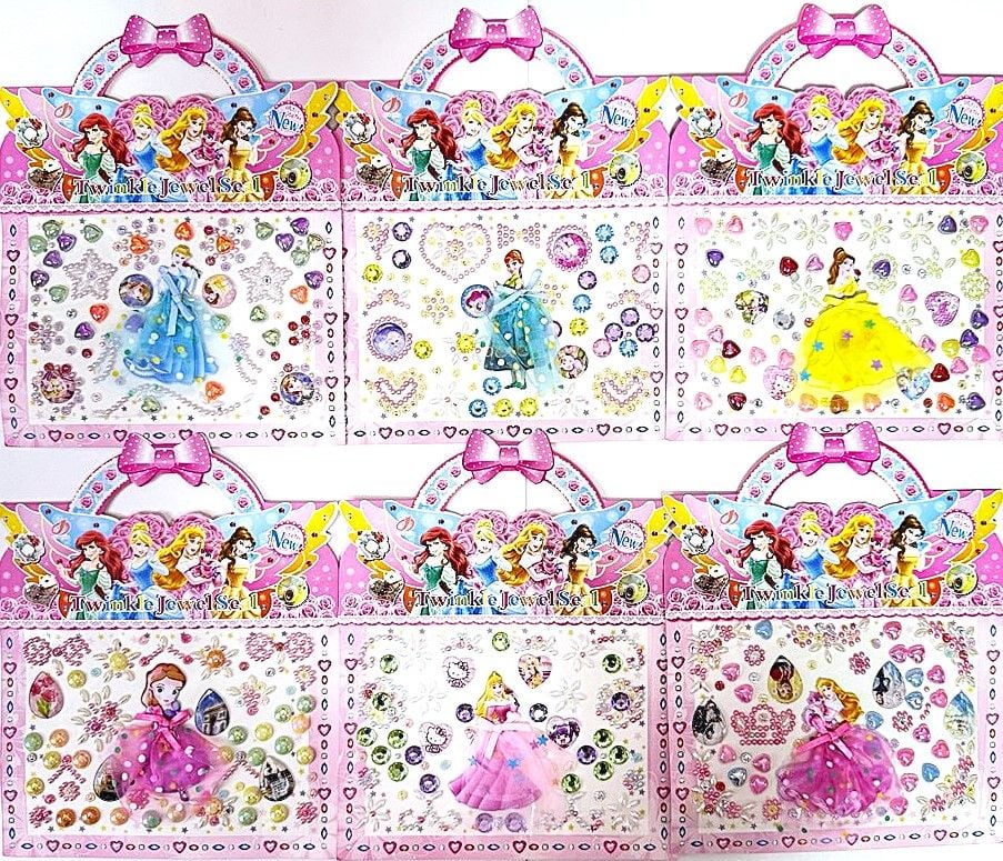 Наліпки Принцеси асорті з аплікацією (12 шт/уп) ABS-107