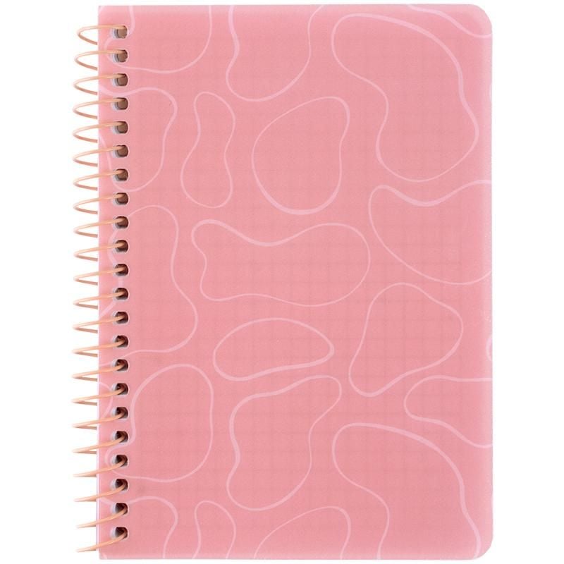 Блокнот В6 на спіралі пластикова обкл 80 арк клітинка рожевий 8463-2 Axent