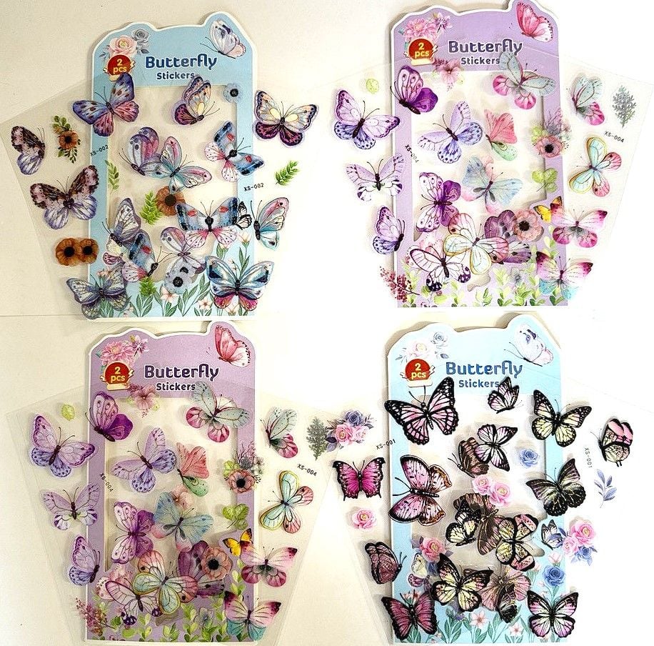 Наліпки Метелики на прозорому планшеті подвійні 10,5*19,0 см (12 шт/уп) XS(RS-0265) Імпорт