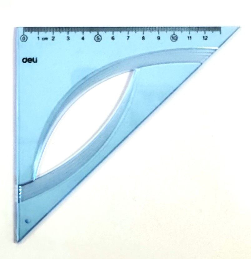 Трикутник блакитний тонований 12 см 45 град H14 Deli