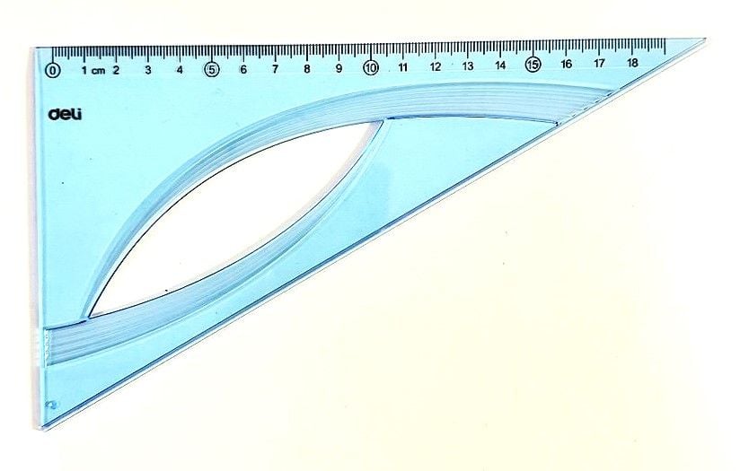 Трикутник блакитний тонований 18 см 60 град H15 Deli