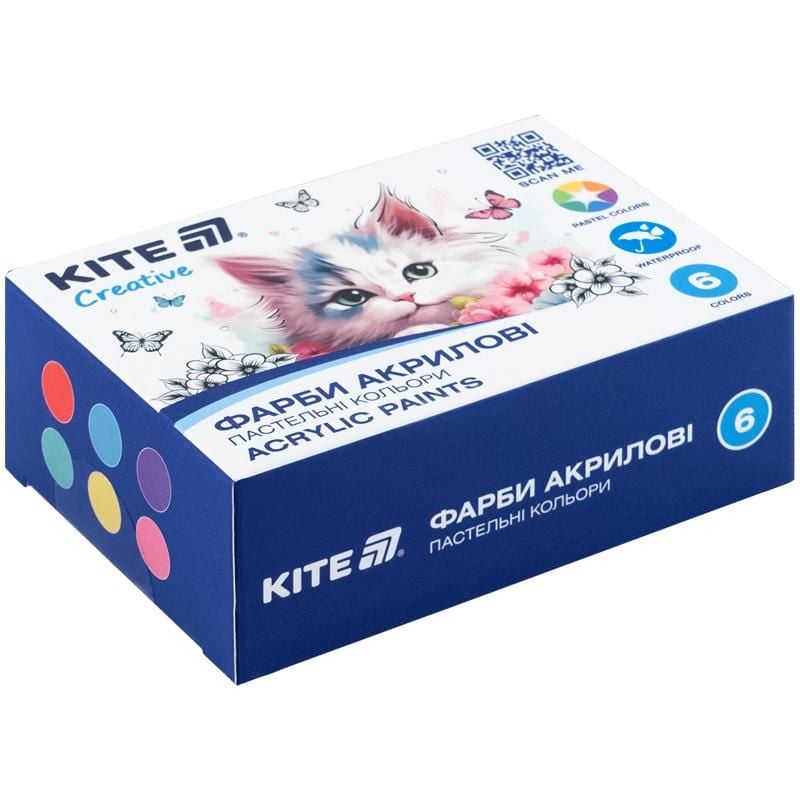 Фарби акрилові Creative 6 кол 20 мл пастельні K-272 Kite