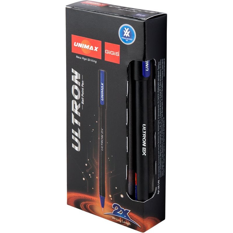 Ручка кулькова 2X 0,7 мм синя (12 шт/уп) UX-146-02 UNIMAX