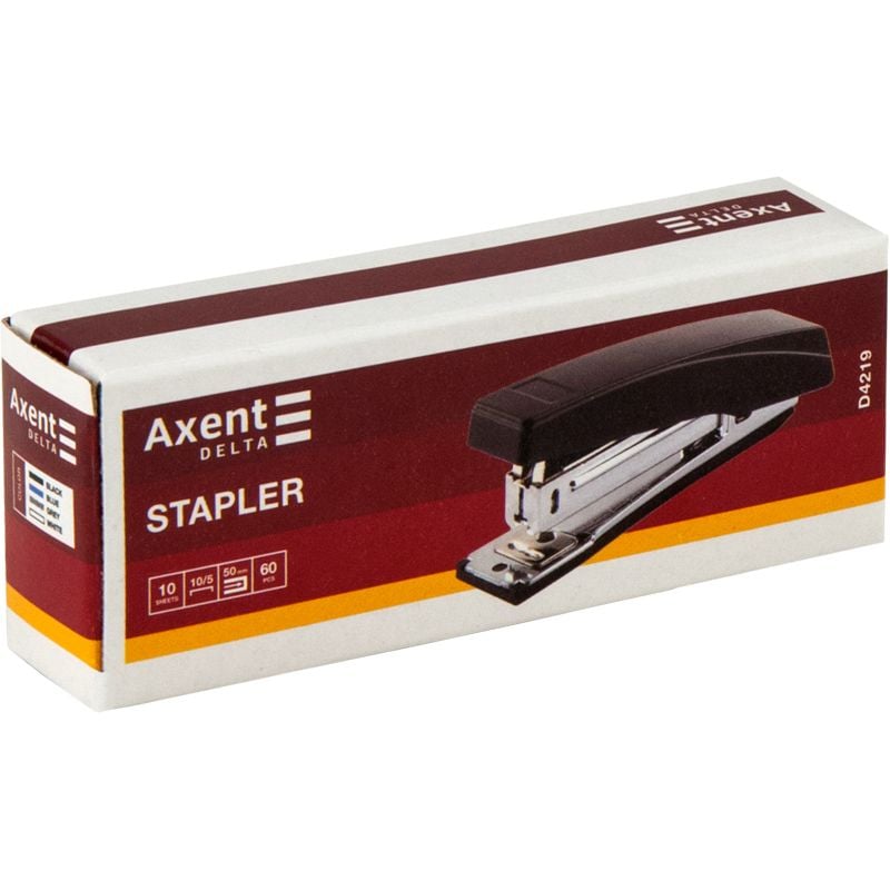 Степлер пластмасовий №10/5, 10 арк., сірий D4219-03 Delta by Axent