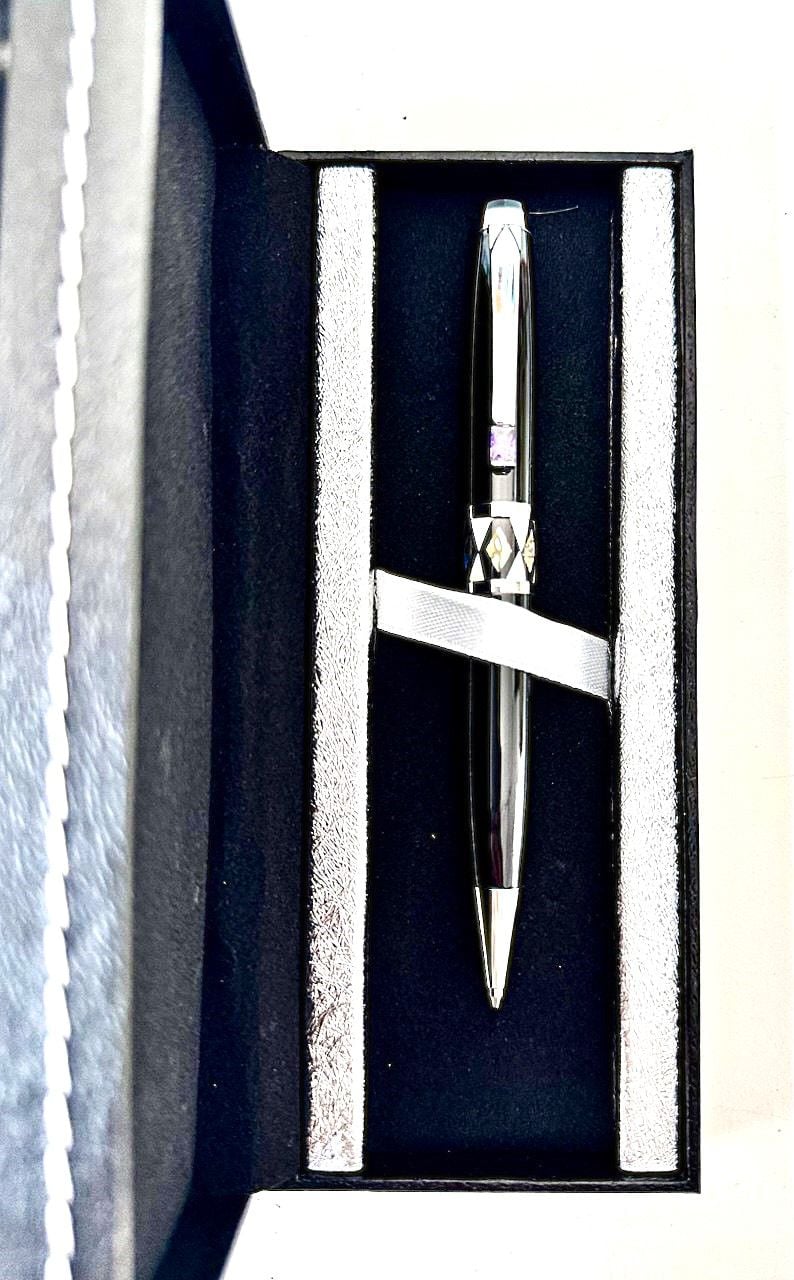 Ручка кулькова металева подарункова в шкіряному футлярі з поворотним механізмом 0.7 мм TZ-4723 TUKZAR