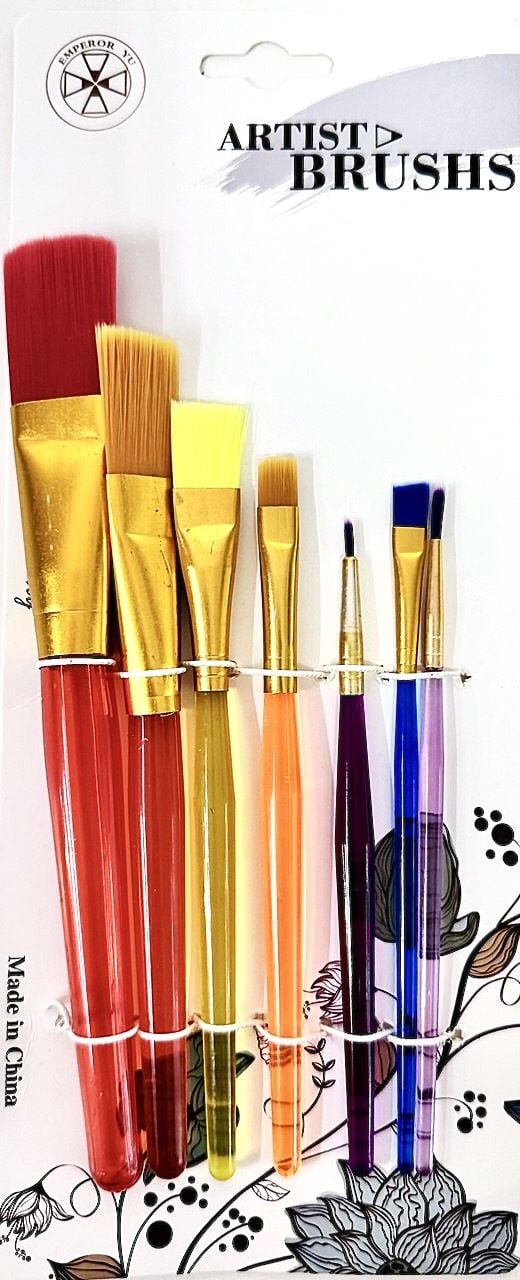 Пензлики набір 7 шт нейлон кольорові (12 шт/уп) ST-5148 TUKZAR