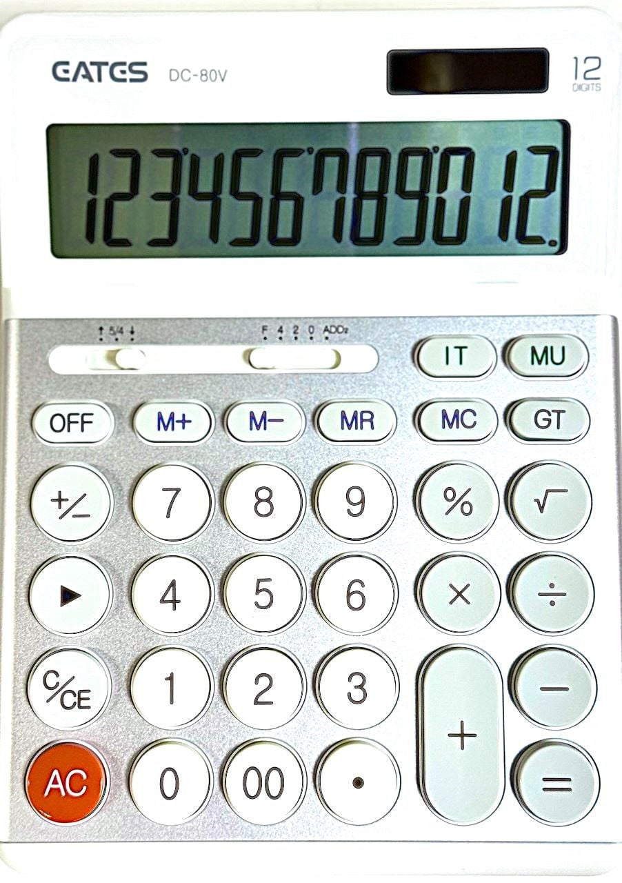 Калькулятор великий 12 розрядний з функцією off алюмінієва панель (10 шт/уп) DC-80V EATES
