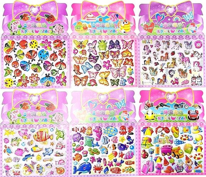 Наліпки 3D м’які Дитячий мікс з розмальовкою 19*25см (2000/20) LXR SULTANI