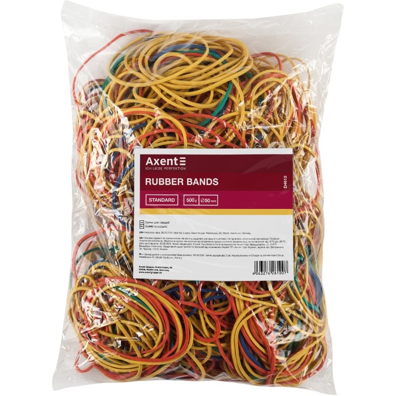 Гумка для грошей натуральний каучук 500 г кольорова Standart D4612 Delta by Axent