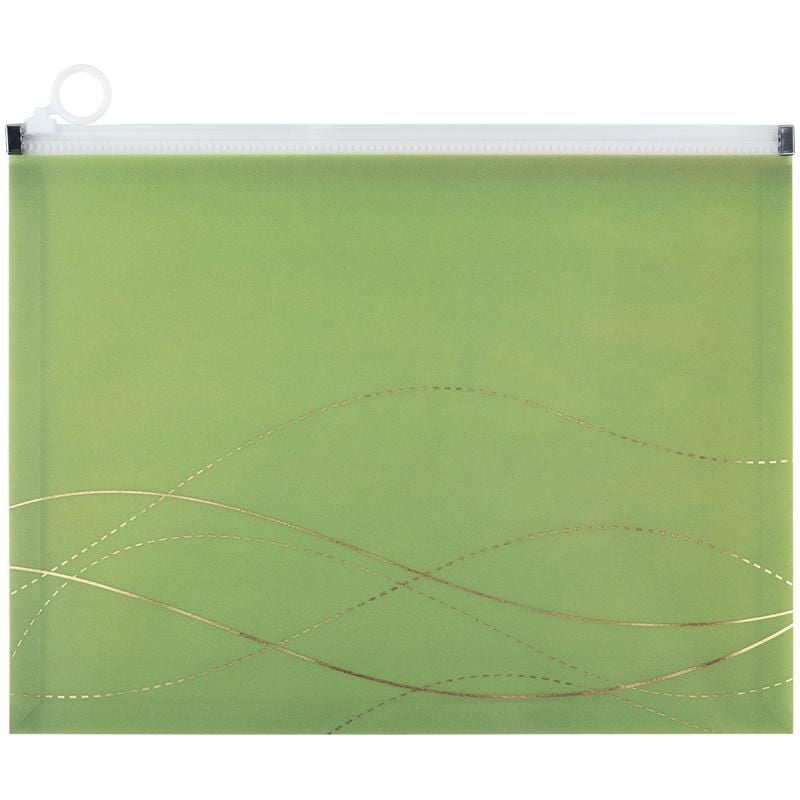 Папка на zip-застібці А4 Waves-3 пластик з шимером зелена (12 шт/уп) 1497-42 Axent