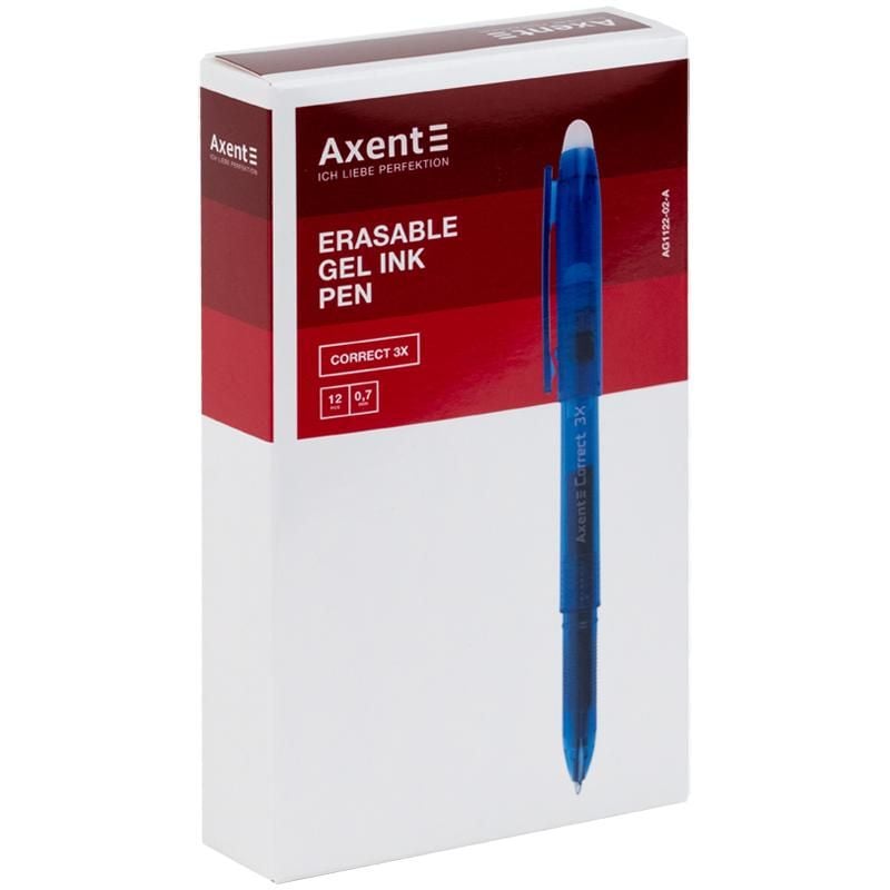 Ручка пиши/стирай гелева 0,7 мм Correct 3X синя (12 шт/уп) AG 1122-02 Axent