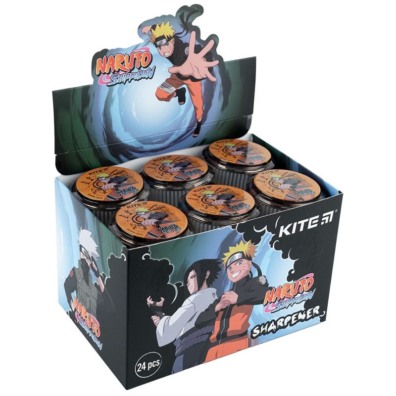 Чинка кругла з контейнером Naruto (24 шт/уп) NR23-117 Kite