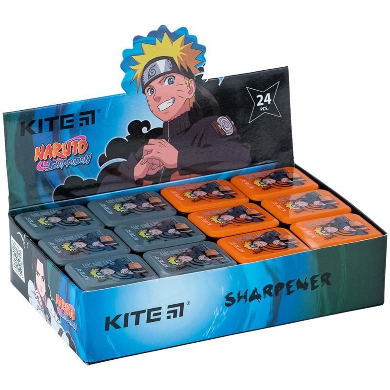 Чинка квадратна з контейнером Naruto (24 шт/уп) NR24-116 Kite