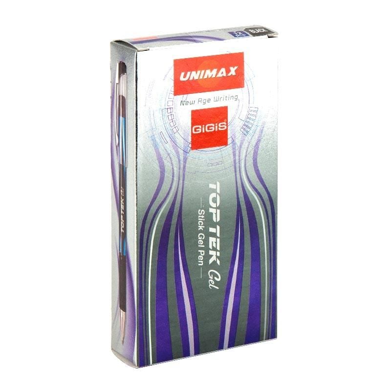 Ручка гелева Top Tek Gel 0,5 мм чорна (12 шт/уп) UX-133-01 UNIMAX