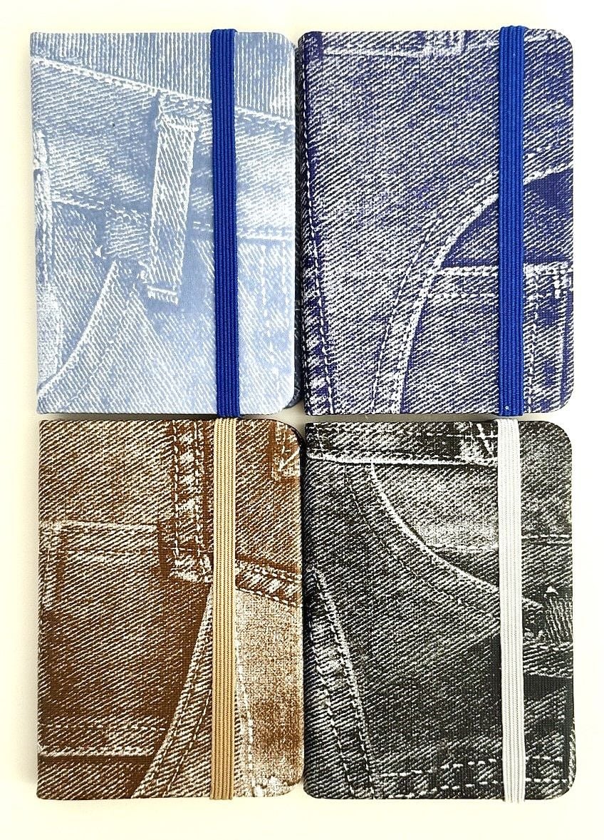Блокнот А7 160 стор кліт дизайн Джинс з резинкою 4 кольори S-3647 Schreiber