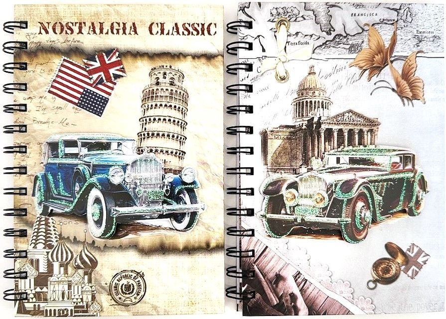 Блокнот А5 на пружині 100 стор лінія 12,6*19.2 см Ретро машини S-10006 Schreiber