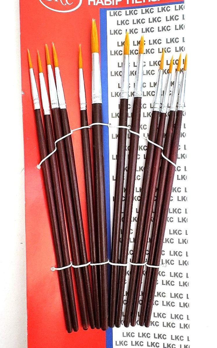 Пензлики набір 12 шт круглі нейлон L 921082 LKC