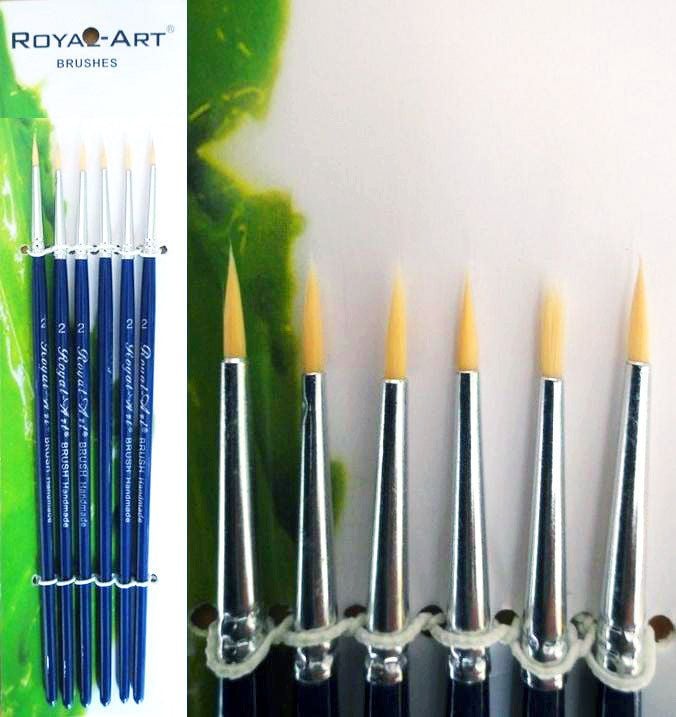 Пензлики набір 6 шт тонкі 2618R-4 Royal-Art
