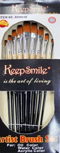 Пензлики нейлон набір 9шт пласкі 0014 (EL-717) KeepSmile