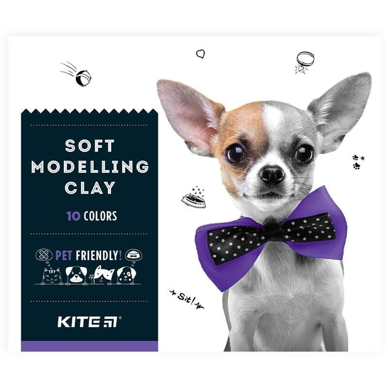 Пластилін восковий 10 кол 200 г Dogs K22-084 Kite