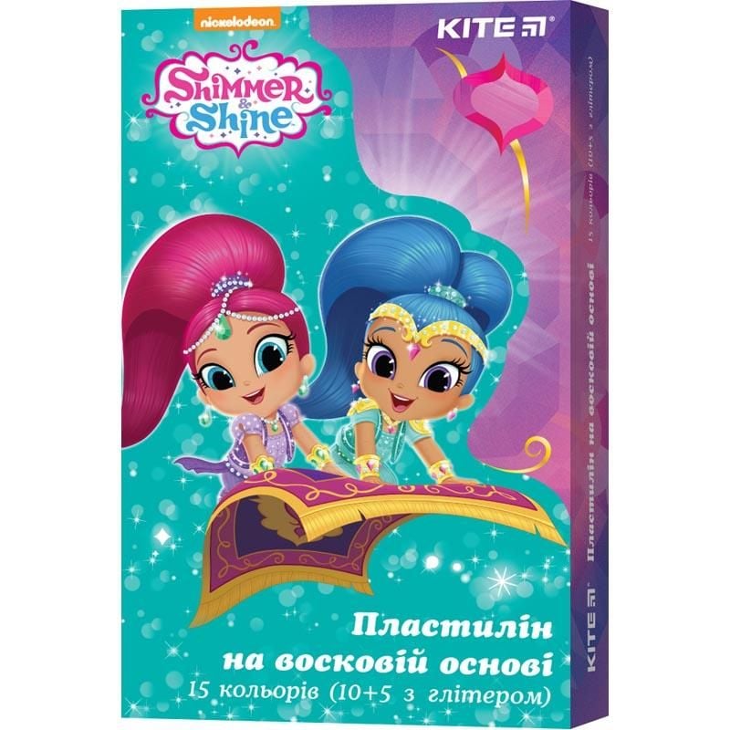 Пластилін восковий 15 кол з гліттером 225 г Shimmer&Shine SH19-087 Kite