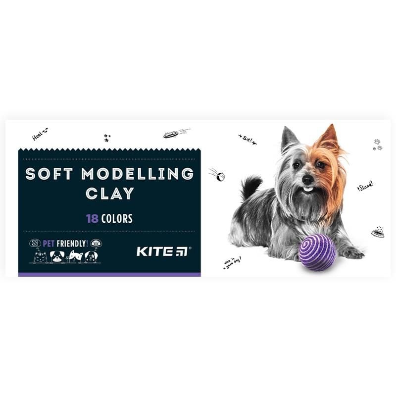 Пластилін восковий 18 кол 360 г Dogs K22-085 Kite