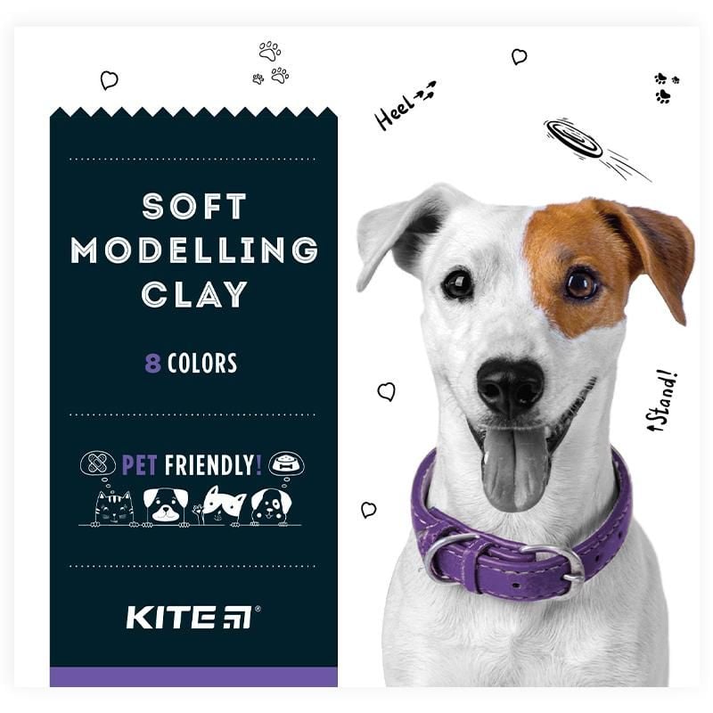 Пластилін восковий 8 кол 160 г Dogs K22-082 Kite
