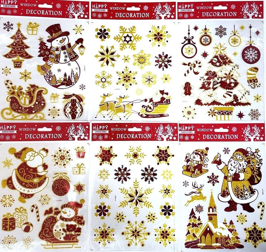 Наліпки на вікно 20*24 см Новий рік (12 шт/уп) JJ-FX(RS-0410) Імпорт