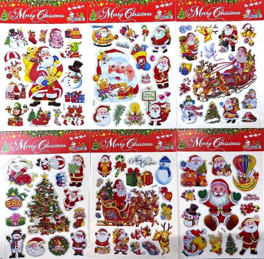 Наліпки 20.5*25 см Новий рік (12 шт/уп) PL-A (RS-0413) Імпорт