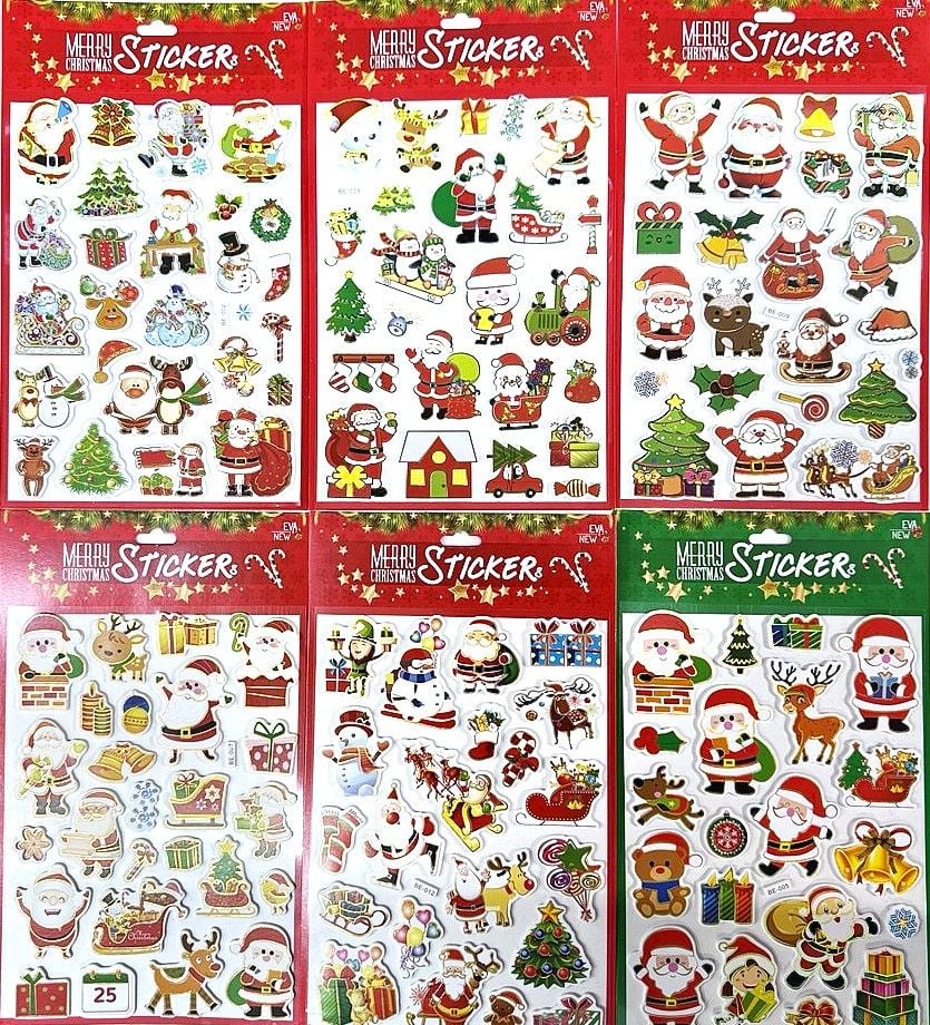 Наліпки 18*25 см Новий рік (12 шт/уп) BE (RS-0408) Імпорт