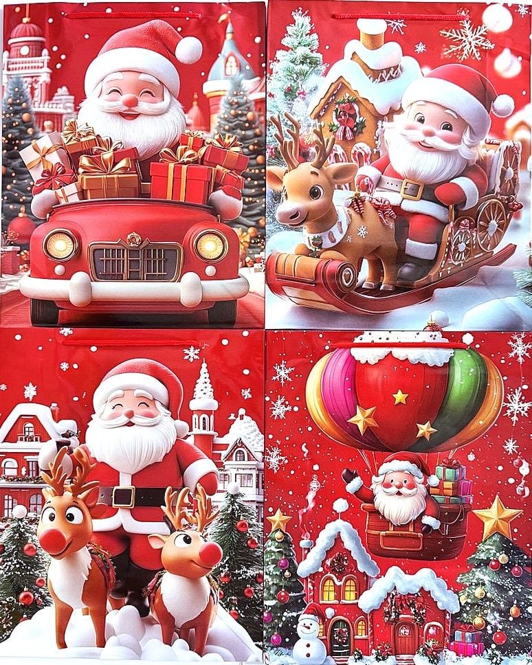 Пакет подарунковий 26*32*9 см вертикальний Новий рік (12 шт/уп) SD290 (RS-0441) Імпорт