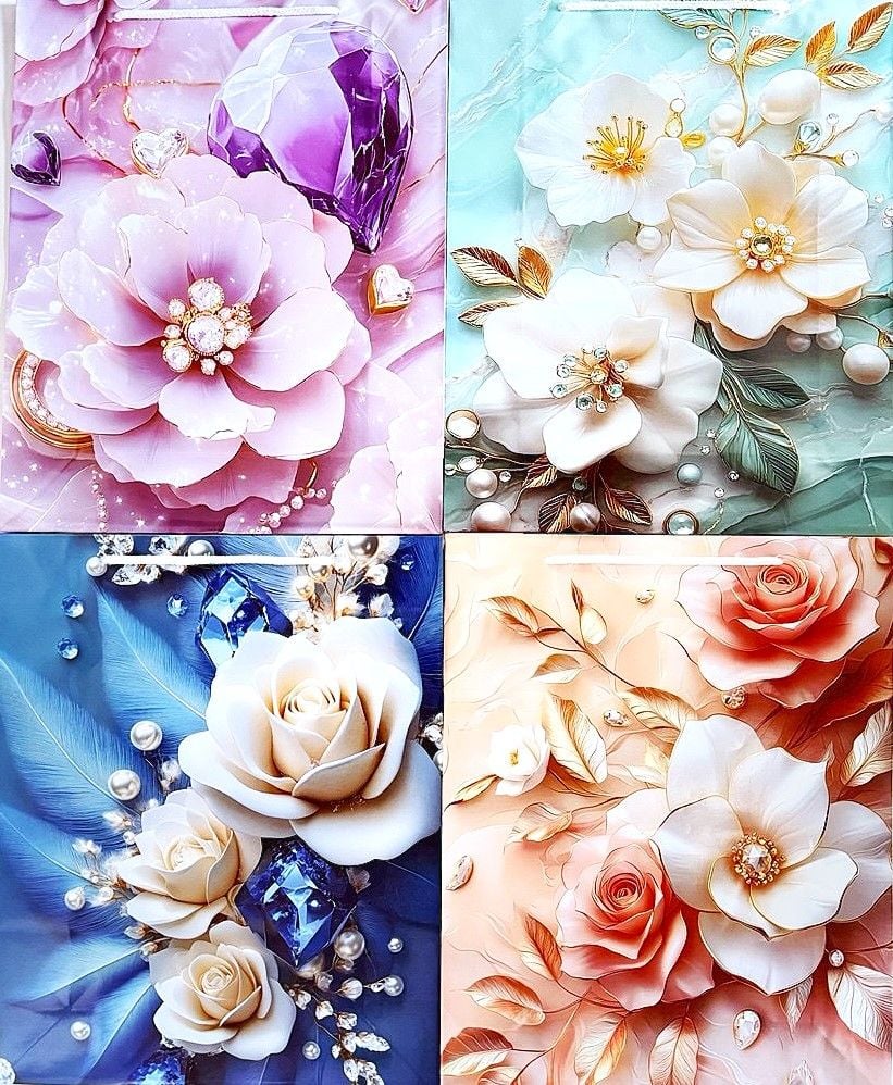 Пакет подарунковий 26*32*9 см вертикальний Квіти (12 шт/уп) F135 (RS-0433) Імпорт