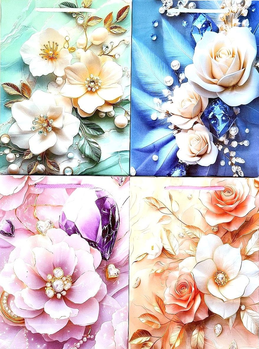 Пакет подарунковий 18*24*7 см вертикальний Квіти (12 шт/уп) F135 (RS-0432) Імпорт