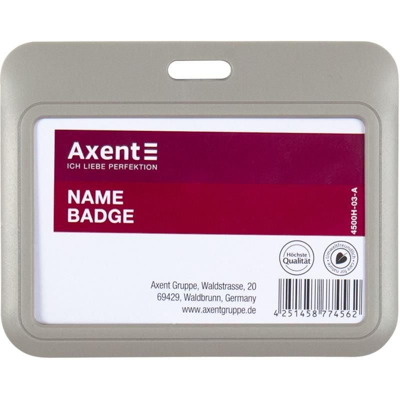 Бейдж слайдер горизонтальний 85*54 мм теплий сірий 4500Н-03 Axent